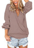 LookbookStore  Twilight Mauve Women's Knit Long Sleeve Faux Wrap Surplice V Neck Sweater Top