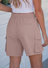 LookbookStore Women's Adobe Rose High Waisted Pull On Cargo Hiking Shorts, Water Resistant Casual Golf Shorts with 7 Inch Inseam, Mid Thigh Length