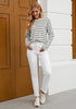 Cream White Women's High Waisted Full Length Straight Leg Jeans With Pockets