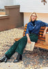 Forest Green Women's Casual High Waist Pocket Polyester Relaxed Fit Wide Leg Pants