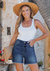 Timeless Blue for Women's High Waist Denim Pull On Shorts Relaxed Fit Straight Mega Stretch