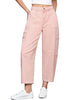 Candy Pink Women's Jeans Denim Relaxed Straight Ankle Length Barrel Cargo Pant