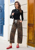Women's Leopard Print Wide Leg Pants with Drawstring Elastic Waist Casual Loose Trousers for Summer Lounge & Vacation