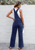 LookbookStore Darkness Blue Women's Adjustable Denim Sleeveless Jumpsuit Strap Overall Rompers