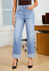 Lakeside Blue Women's Fashionable High Waisted Wide Leg Jeans Casual Jeans Versatile for Commuting
