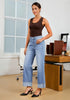 Lakeside Blue Women's Fashionable High Waisted Wide Leg Jeans Casual Jeans Versatile for Commuting