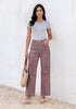 GRAPENT Women's High Waisted Scalloped Ankle Jeans | Stretchy Denim, Straight Wide Leg, 27.5