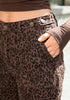 GRAPENT Women's High Rise Leopard Barrel Jeans | Leopard Print Denim, Adjustable Cinched Waist, Frayed Hem, 28