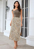 Taffy Leopard Women's Leopard Print Satin Maxi Skirt — High Waisted Bias Cut A Line Slip Skirt with Stretchy Elastic Waistband