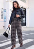 GRAPENT Women's High Waisted Plaid Barrel Pants | Tapered Wide Leg, Elastic Drawstring Waist, Front Pockets, Work Office Casual Fall Outfits