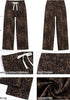 GRAPENT Women's High Waisted Wide Leg Leopard Jeans | Leopard Print Denim, Drawstring Waist, Loose Straight Leg, 28