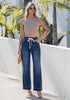 GRAPENT Women's High Rise Straight Wide Leg Jeans | Stretchy Denim, Elastic Waist, 29.5