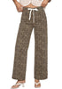 GRAPENT Women's High Waisted Wide Leg Leopard Jeans | Leopard Print Denim, Drawstring Waist, Loose Straight Leg, 28
