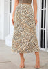 Taffy Leopard Women's Leopard Print Satin Maxi Skirt — High Waisted Bias Cut A Line Slip Skirt with Stretchy Elastic Waistband