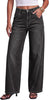 Washed Black Women's Wide Leg High Waist Stretch Jeans Baggy Straight Leg Denim Pants,  29.5 Inch Inseam Angled Side Seam, Country Concert Western Style
