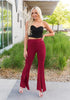 Haute Red Women's Business Wide Leg Pants Dress Flare Split Hem Slacks