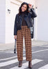 GRAPENT Women's High Waisted Plaid Barrel Pants | Tapered Wide Leg, Elastic Drawstring Waist, Front Pockets, Work Office Casual Fall Outfits