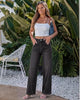 Washed Black Women's Wide Leg High Waist Stretch Jeans Baggy Straight Leg Denim Pants,  29.5 Inch Inseam Angled Side Seam, Country Concert Western Style