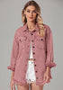 Faded Rose Button-Up Oversized Women's Denim Shacket