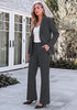 Charcoal Women's 2 Piece Pant Suits, Business Casual Buttoned Blazer and High Waisted Bootcut Pants Set, 29