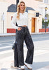 GRAPENT Women's High Waist Wide Leg Leopard Jeans | Stretchy Denim, Baggy Loose Fit, 29.5