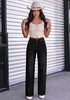 Washed Black Women's Rhinestone Wide Leg Jeans, High Waisted Stretch Glitter Sparkly Embellished Denim Pants, 29.5