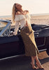 Dark Brown Cheetah Women's Leopard Print Satin Maxi Skirt — High Waisted Bias Cut A Line Slip Skirt with Stretchy Elastic Waistband