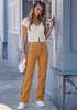 Golden Brown Women's High Waisted Straight Leg Jeans, Tuxedo Side Stripe Stretchy Denim Pants, 29