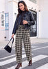 GRAPENT Women's High Waisted Plaid Barrel Pants | Tapered Wide Leg, Elastic Drawstring Waist, Front Pockets, Work Office Casual Fall Outfits