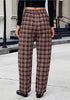 GRAPENT Women's High Waisted Plaid Barrel Pants | Tapered Wide Leg, Elastic Drawstring Waist, Front Pockets, Work Office Casual Fall Outfits