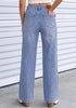 Modern Blue Women's Rhinestone Wide Leg Jeans, High Waisted Stretch Glitter Sparkly Embellished Denim Pants, 29.5