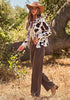 Multi Cow Print Women's Cow Print Faux Suede Shacket — Cropped Button Down Jacket with Pockets & Full Lining