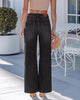Washed Black Women's Wide Leg High Waist Stretch Jeans Baggy Straight Leg Denim Pants,  29.5 Inch Inseam Angled Side Seam, Country Concert Western Style