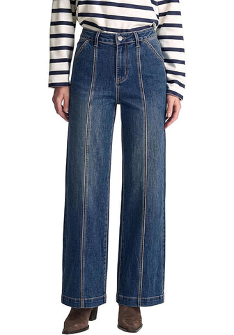 GRAPENT Women's High Waist Wide Leg Jeans | Stretchy Denim, Front Seam, 29.5" Inseam, 4 Pockets, Vintage Distressed, Country Concert Work Casual