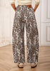 Sand Leopard Women's Trendy Leopard Barrel Jeans — High Waisted Baggy Wide Leg Stretchy Denim Pants with Front Seam & Ankle Length