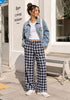 GRAPENT Women's High Waisted Wide Leg Plaid Pants | Tartan Pattern, Elastic Waist Drawstring, Pockets, Relaxed Fit, Casual Daily Fall Outfits