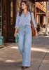 GRAPENT Women's High Waisted Wide Leg Baggy Jeans | Stretchy Denim, Adjustable Cinched Waist, 30