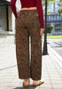 GRAPENT Women's High Rise Leopard Barrel Jeans | Leopard Print Denim, Adjustable Cinched Waist, Frayed Hem, 28