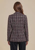 Black & Wine Red Women's Plaid Tweed Work Blazer | Long Sleeve Notched Lapel Jacket, Fully Lined, Shoulder Pads, Single Button, 2 Pockets – Office, Interview, Business Casual