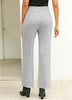 Heather Gray Women's Casual Elastic Waist Full Length High Waisted Relaxed Fit Stretch Wide Leg Pants in Acrylic Fibers