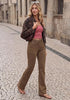 Toffee Brown Women's Trendy Mid Rise Bootcut Jeans — Stretchy Western Denim Pants with 90s Vintage Flare & 30.5