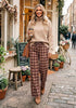 GRAPENT Women's High Waisted Wide Leg Plaid Pants | Tartan Pattern, Elastic Waist Drawstring, Pockets, Relaxed Fit, Casual Daily Fall Outfits