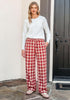 GRAPENT Women's High Waisted Wide Leg Plaid Pants | Tartan Pattern, Elastic Waist Drawstring, Pockets, Relaxed Fit, Casual Daily Fall Outfits