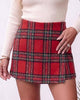 Red Green Women's Plaid Skort High Waist Faux Wrap Mini Skirt with Side Zipper, Elastic Back & Built-in Shorts