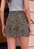 Khaki Leopard Print Mini Skirt for Women High Waist Stretchy 90s Animal Print Short Skirt Fall Country Concert Outfit Western Style