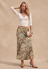 Brown Cheetah Women's Leopard Print Satin Maxi Skirt — High Waisted Bias Cut A Line Slip Skirt with Stretchy Elastic Waistband
