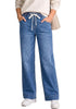 GRAPENT Women's High Rise Straight Wide Leg Jeans | Stretchy Denim, Elastic Waist, 29.5