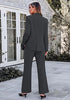 Charcoal Women's 2 Piece Pant Suits, Business Casual Buttoned Blazer and High Waisted Bootcut Pants Set, 29
