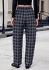 GRAPENT Women's High Waisted Plaid Barrel Pants | Tapered Wide Leg, Elastic Drawstring Waist, Front Pockets, Work Office Casual Fall Outfits
