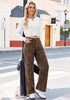 GRAPENT Women's High Waist Wide Leg Leopard Jeans | Stretchy Denim, Baggy Loose Fit, 29.5